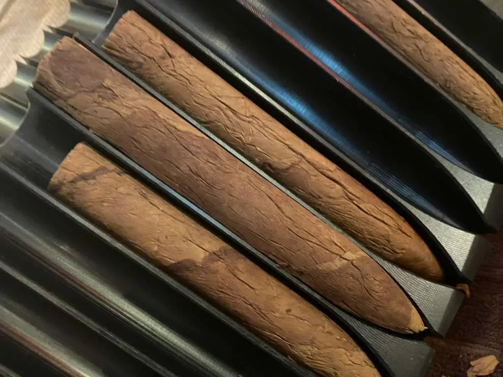 Close-up showing the cap and shoulder of a premium cigar